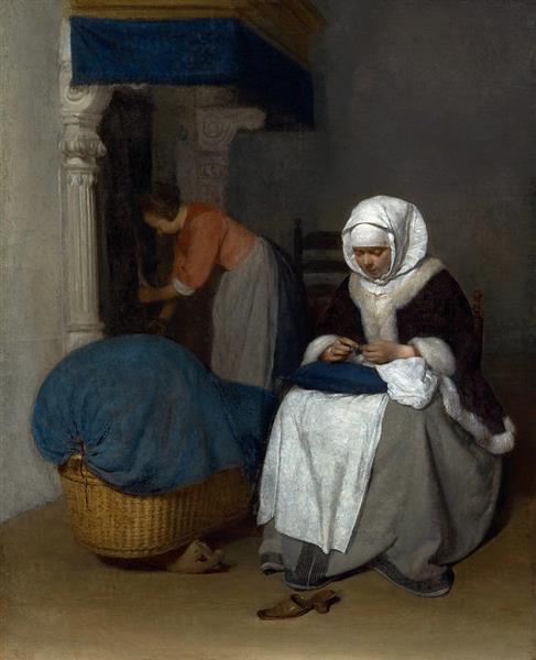 Borch Woman Sewing - Gerard ter Borch