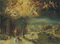 A Winter Landscape with Villagers Gathering Wood - Jan Brueghel der Ältere