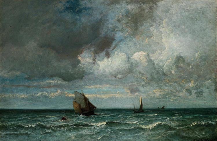 Barges Fleeing Before the Storm - Jules Dupre - WikiArt.org