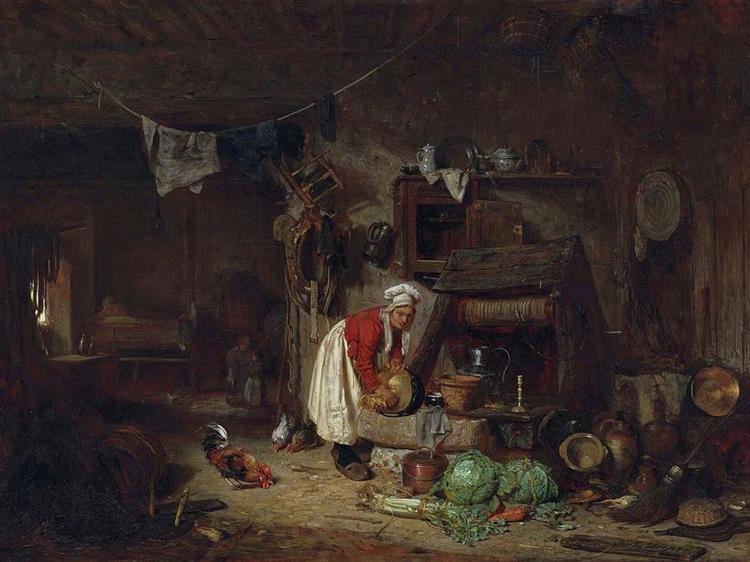 Farm Interior In The Berry - Jules Dupré