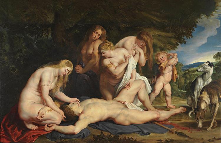 The Death of Adonis with Venus Cupid and the Three Graces - Peter Paul Rubens