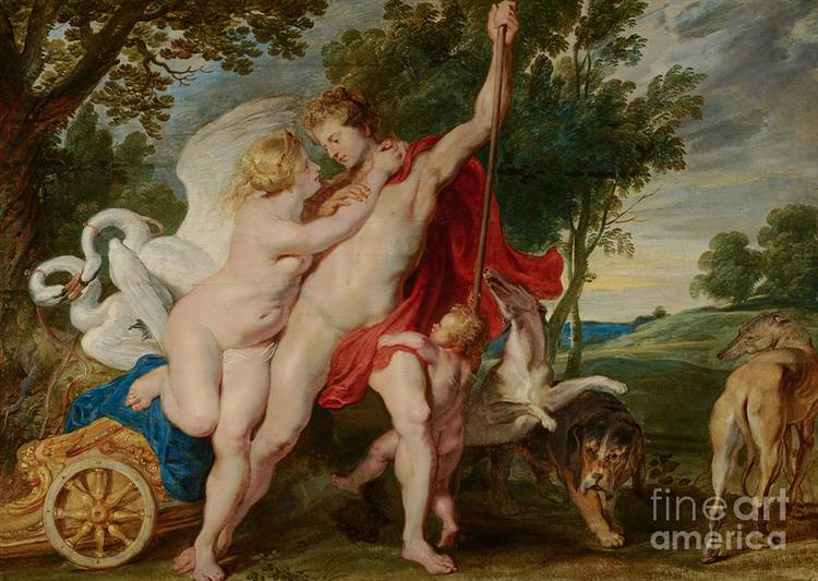 Venus Trying to Restrain Adonis from Departing for the Hunt - Peter Paul Rubens
