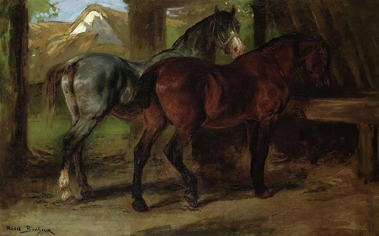 Two Horses in a Stable - Rosa Bonheur