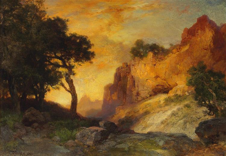 A Side Canyon - Thomas Moran