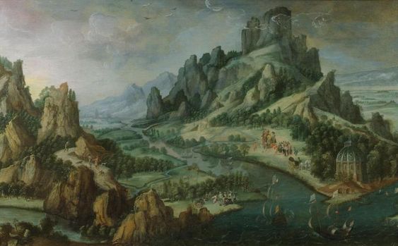 Broad imaginary landscape with allegorical figures - Tobias Verhaecht