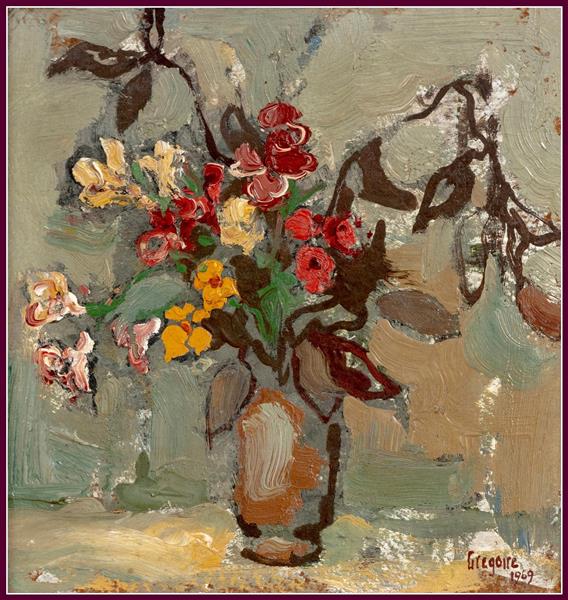 Flowersin a vase - DinksFãStan Private Collection, 1969 - Gregoire Boonzaier