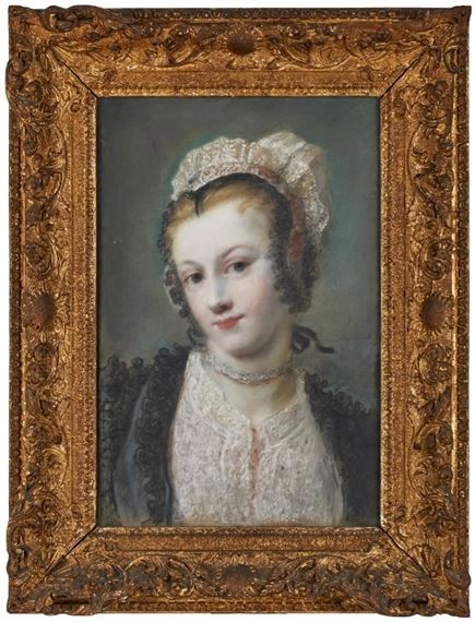 Bildnis einer jungen Dame mit Haube - Rosalba Carriera