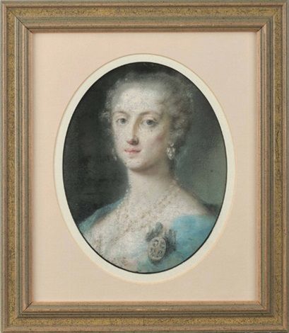 Ritratto di dama con collana di perle e spilla con stemma - Rosalba Carriera