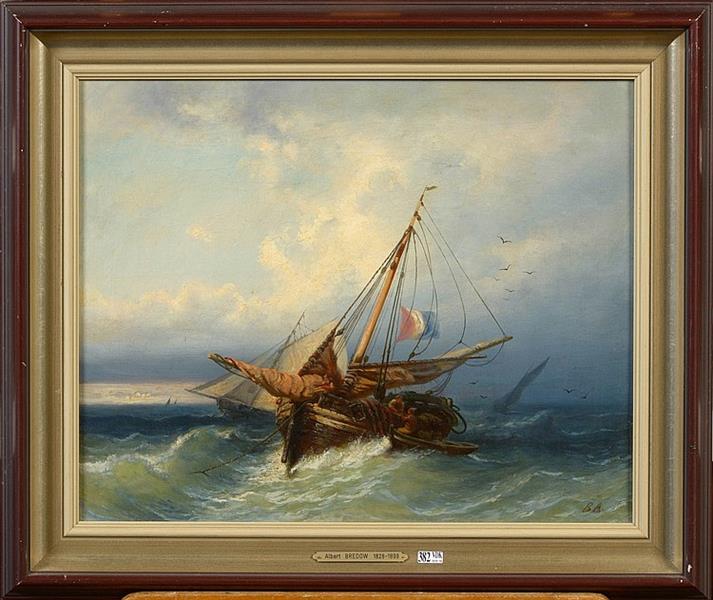 Bateaux de pêche en mer agitée - Albert Bredow