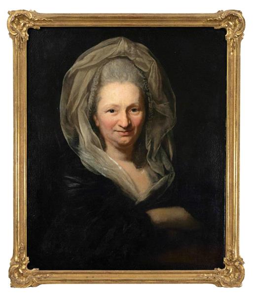 Portrait of Jeanne Marie Chodowiecka with hood and white veil - Anton Graff