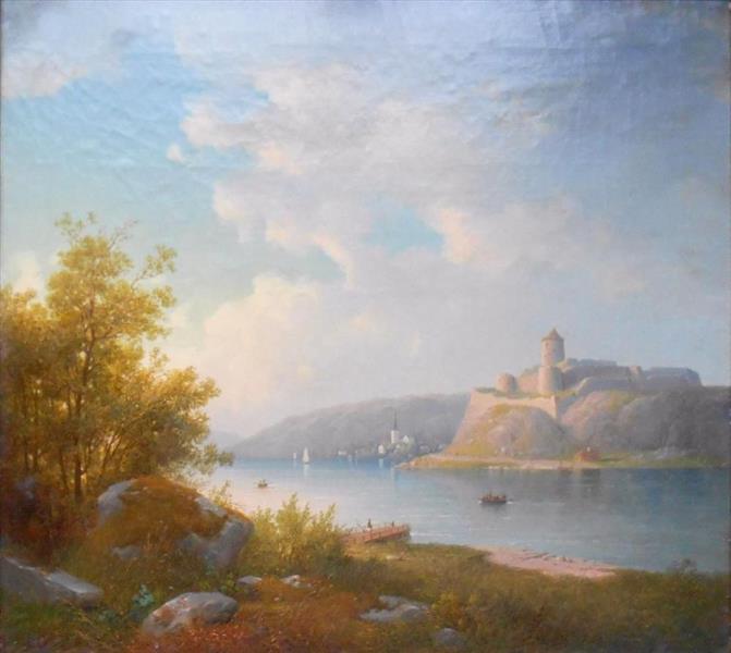 View of Bohus fortress with Kungälv in the background - Carl Abraham Rothstén