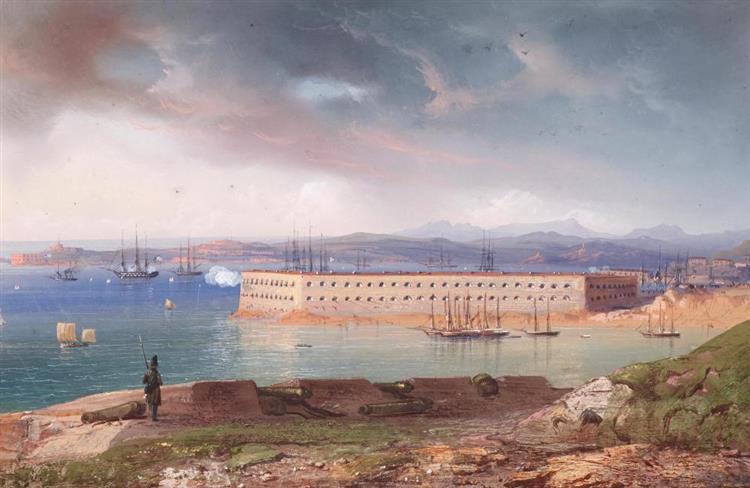 A View of Fort St. Nicholas Sebastopol - Carlo Bossoli