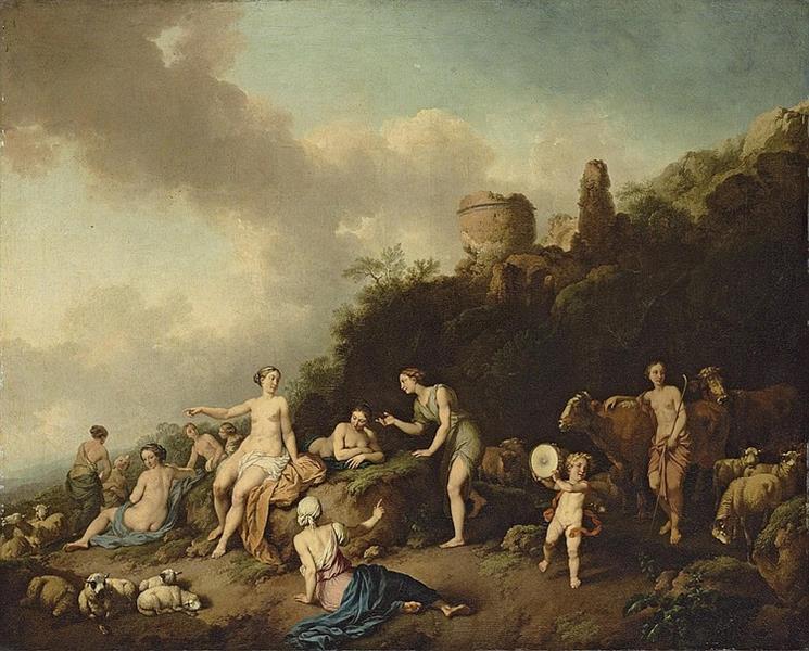 A pastoral landscape with Diana and her Nymphs - Christian Wilhelm Ernst Dietrich