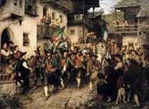 Heimkehrender Tiroler Landsturm im Krieg von 1809 - Franz Defregger