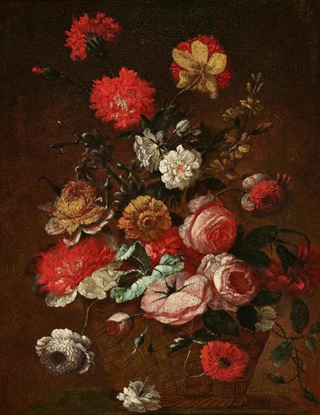 Blumenbouquet im Flechtkorb - Jean-Baptiste Monnoyer