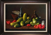 Still life with Cucumber and Tomatoes - Luis Meléndez