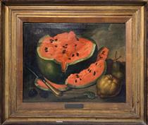 Still life of watermelon and pears - Luis Meléndez