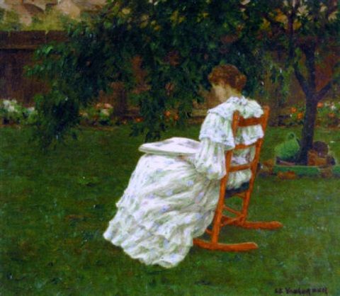 Reading in the garden - Luther Emerson van Gorder