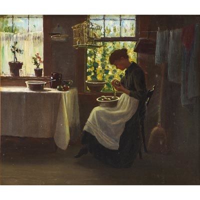 Woman Peeling Apples - Luther Emerson van Gorder