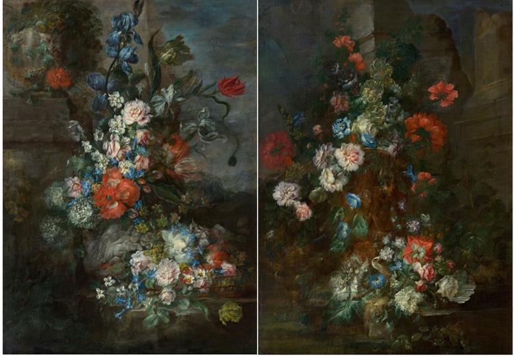 Pair of works: Still-lifes with flowers - Paolo Porpora