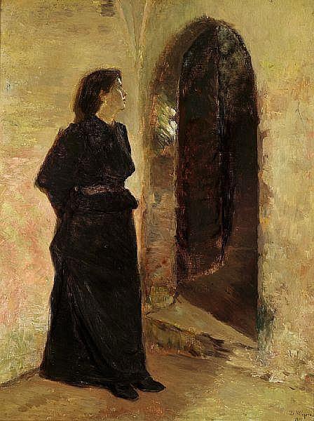 Young woman at a domed door - Bertha Wegmann