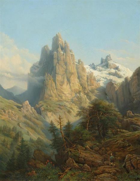 A mountain landscape - Karl Joseph Kuwasseg