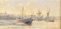 Boats at Rochester - Charles William Wyllie