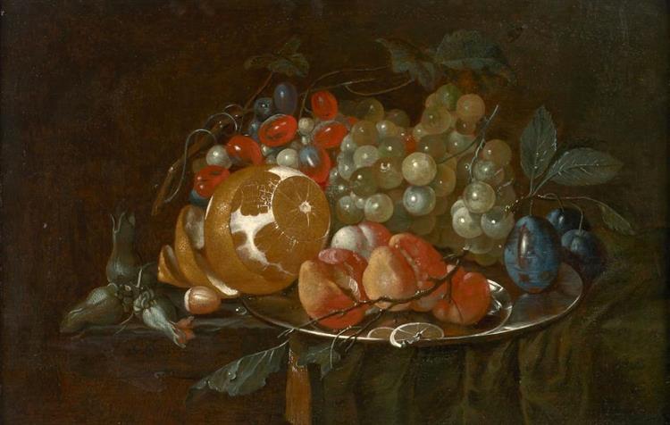 Raisins, citrons et abricots sur un plat d'argent - Cornelis Jansz. de Heem
