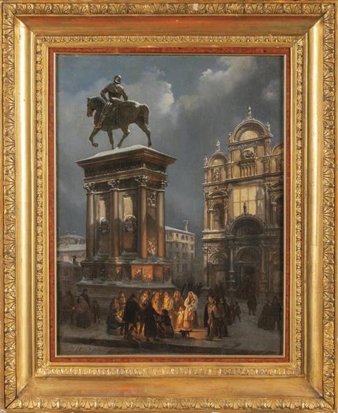 Monumento equestre a Bartolomeo Colleoni sullo sfondo la scuola Grande di San Marc - Federico Moja