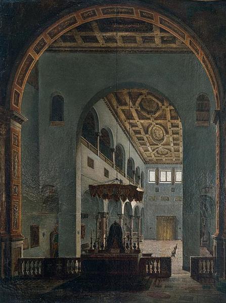 Vue présumée de l’ntérieur de l’Eglise Saint-Paul-hors-les-murs à Rome - Louis Daguerre