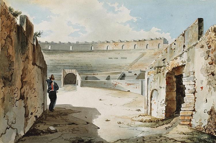 Italian View and Nobleman at the Walls of the Colliseum - Luigi Premazzi