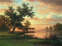 Evening Atmosphere by the Lakeside - Robert Zund
