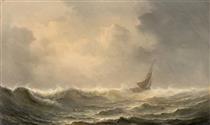 Sailing ship on stormy sea - Theodore Gudin