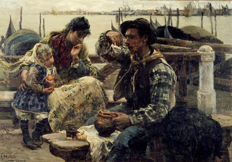 The gondolier's breakfast, c.1892 - Alessandro Milesi