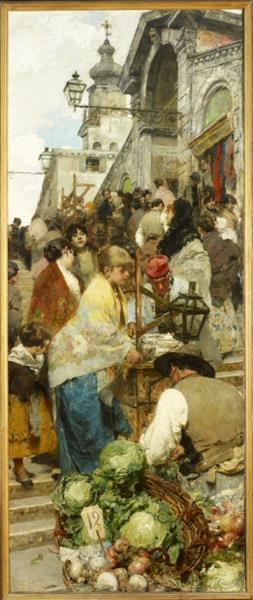 Easter Fair on the Rialto Bridge, 1887 - Giacomo Favretto