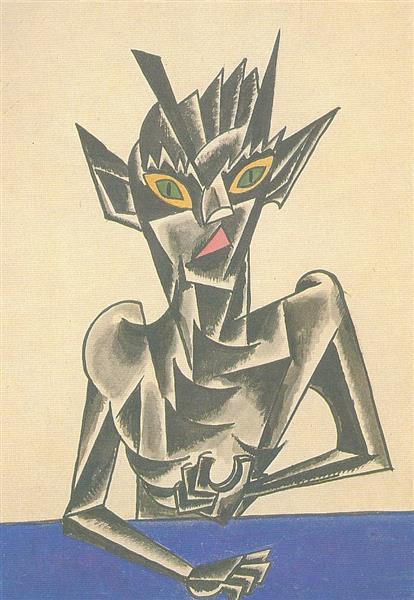 Design for a puppet show  "the Young Devil", 1920 - Liubov Popova