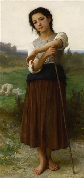 Young Shepherdess Standing, 1887 - 布格羅