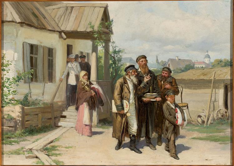 Євреї несуть речі, куплені на аукціоні, 1885 - Mykola Pymonenko