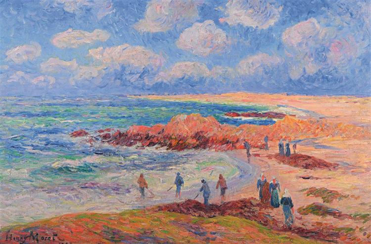 Le Ramassage du goémon sur la plage de Trévignon, 1907 - Henry Moret