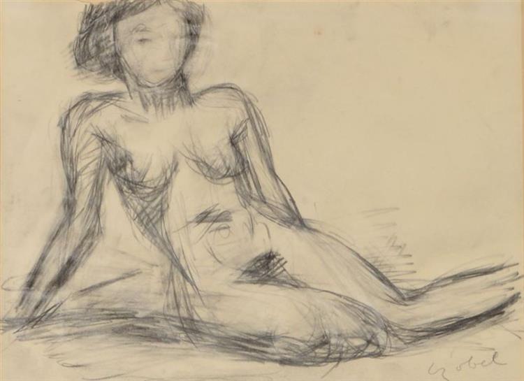 Nude Sitting - Béla Czóbel