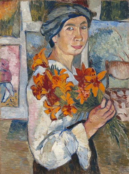 Self Portrait with Yellow Lilies, 1907 - Nathalie Gontcharoff