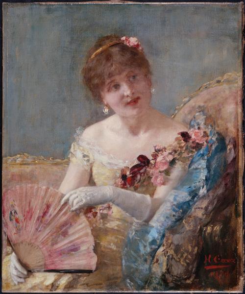 Woman with fan (Portrait of Réjane?), 1879 - Анри Жерве