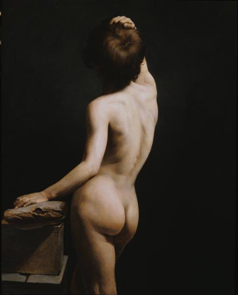 Academic study of adolescent boy, seen from behind, c.1807 - c.1810 - Horace Vernet