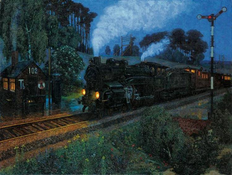 Express Train Arrives, 1908 - Hans Baluschek