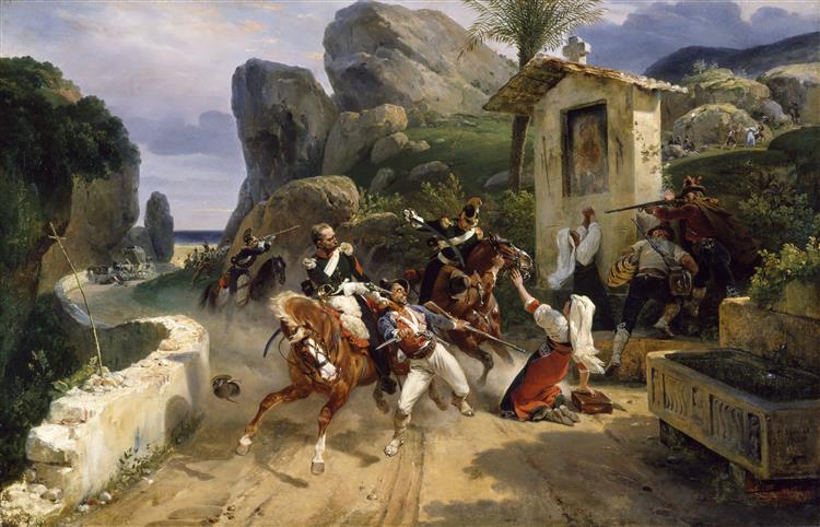 Italian brigands surprised by papal troops, 1831 - Horace Vernet