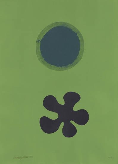 Green Ground--Black Form, 1966 - Адольф Готлиб