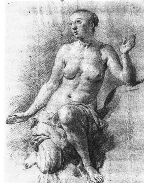 Study of a Female Nude - Adriaen van de Velde