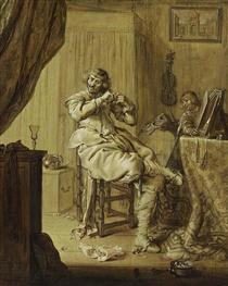 A Cavalier at His Dressing Table - Адріан ван де Венне