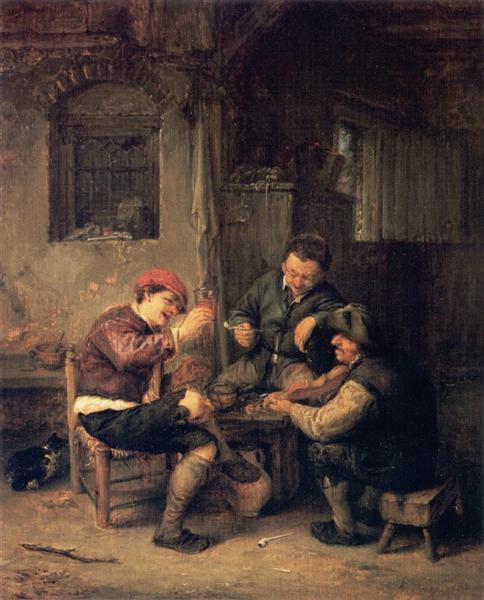 Three Peasants at an Inn, 1647 - Адриан ван Остаде