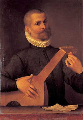 Portrait of a Lutenist (Portrait of the musician Orazio Bassani), c.1585 - c.1586 - Агостино Карраччи